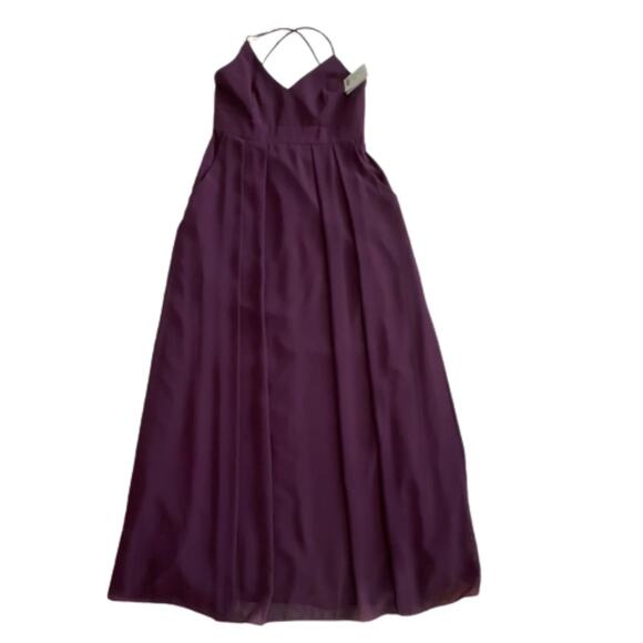 After Six Aubergine Spaghetti Strap Pleated Pocket Formal Dress 1514 Size 14 NEW - Picture 9 of 14